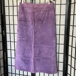 Lilac Suede Midi A-line Skirt